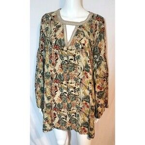 Umgee Mini Dress/Tunic Crochet Trimmed Neck - Size S